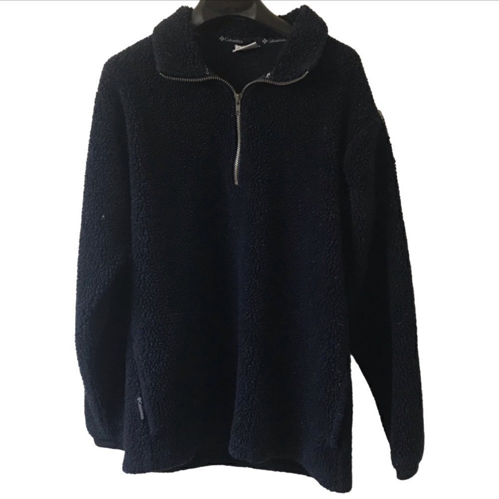 Columbia Men’s  Black 1/4 Zip Sherpa Pullover Sweater